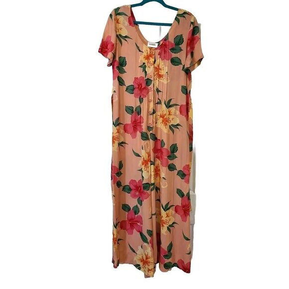 Sandro Jumpsuit, Tropical Hibiscus Floral Button Front Tie Back Wide Leg | 12 - Picture 8 of 12